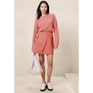 Banana Republic Factory Pink Wrap Mini Skirt Cotton Linen Cargo Pockets Sz 4